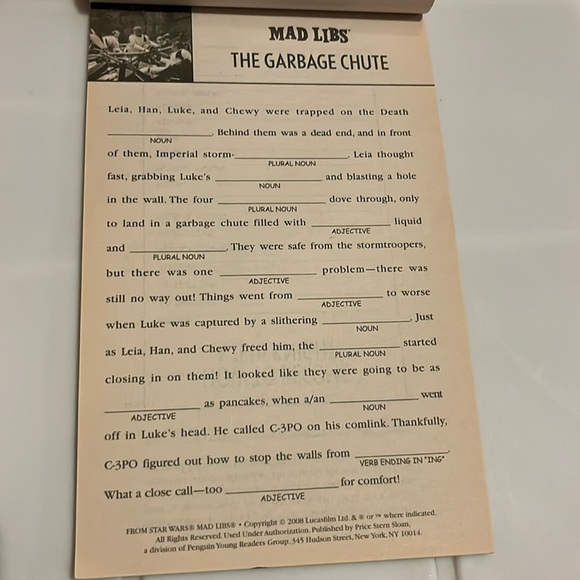 $3 Add-On Star Wars Mad Libs Book Fun Party Game Word Travel Kids Adults Sci-Fi - Picture 3 of 3